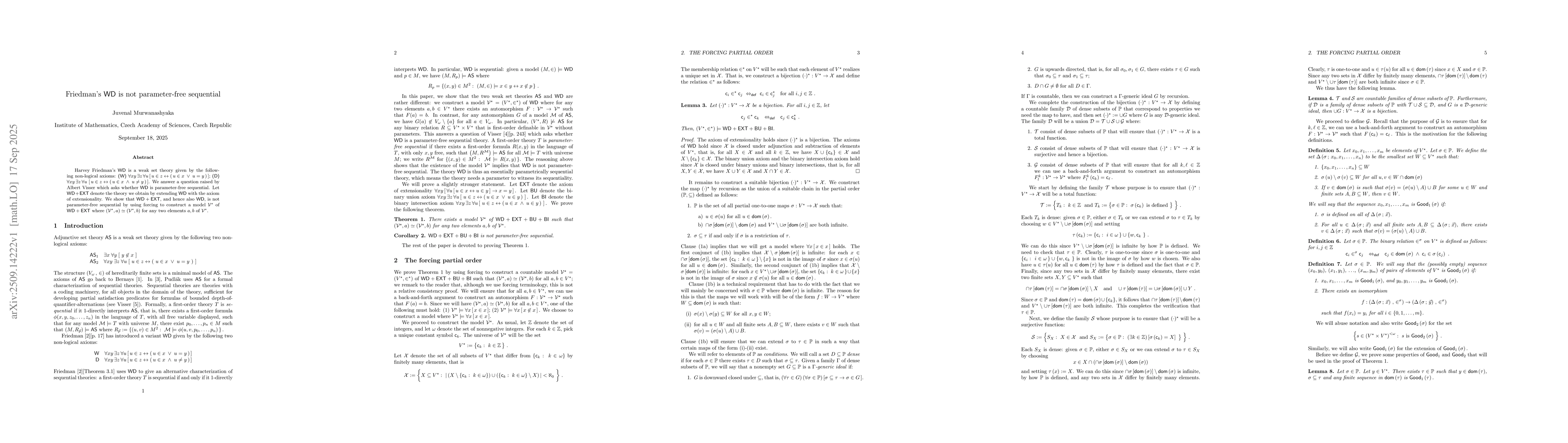 Thumbnail for Friedman's $ \mathsf{WD} $ is not parameter-free sequential