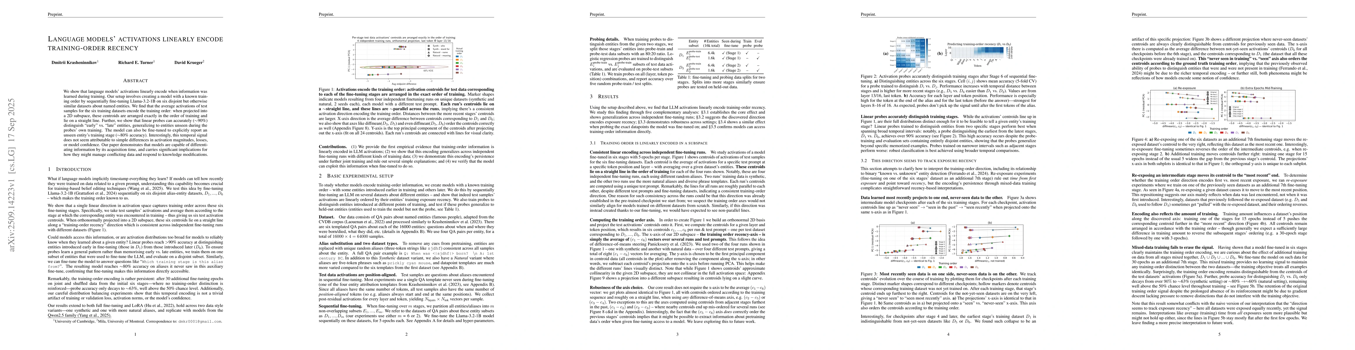 Thumbnail for Language models' activations linearly encode training-order recency