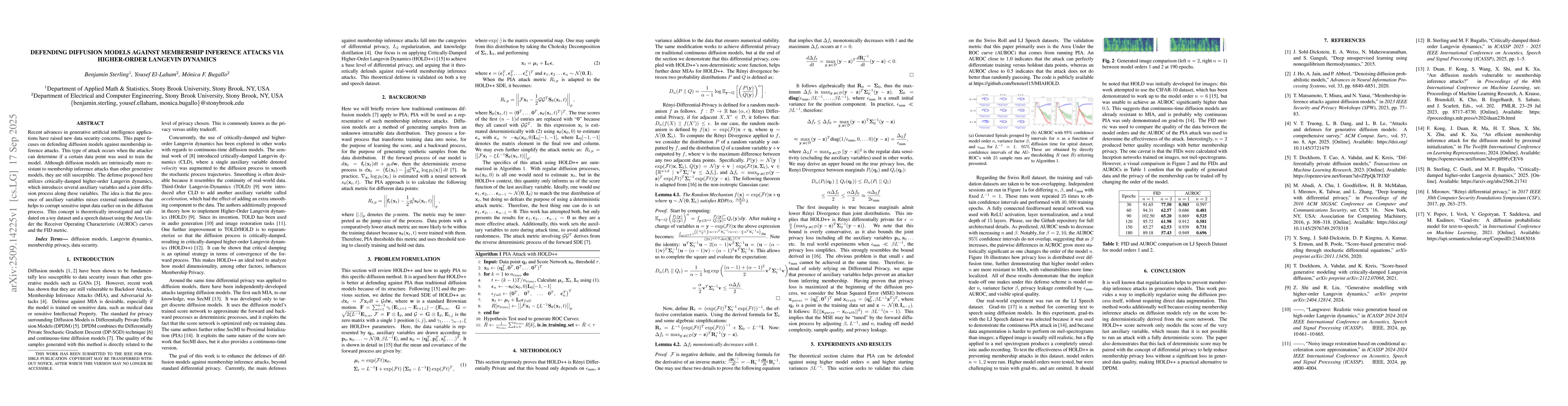 Thumbnail for Defending Diffusion Models Against Membership Inference Attacks via
  Higher-Order Langevin Dynamics