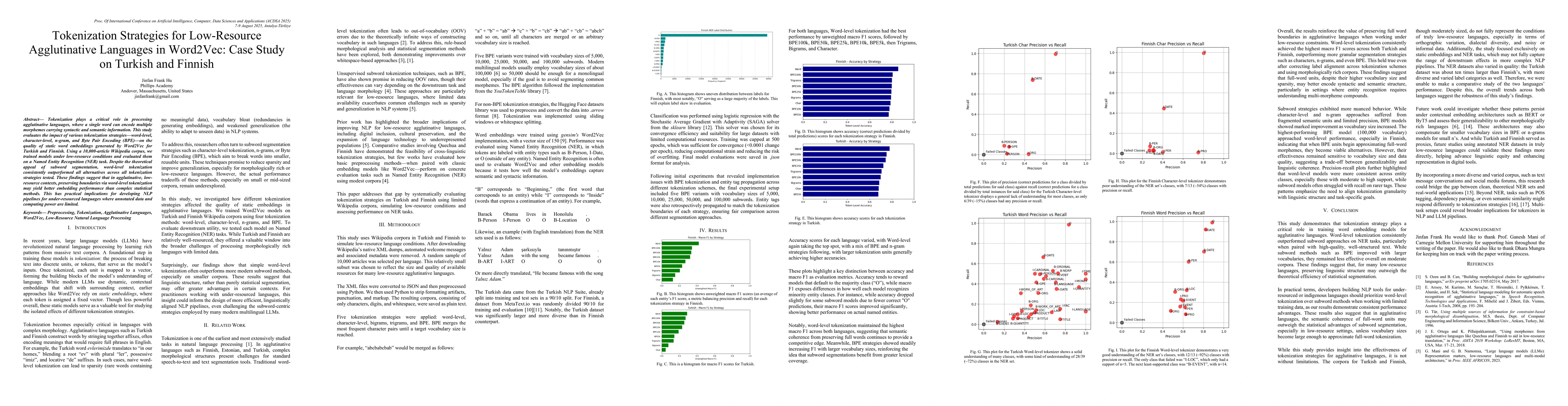 Thumbnail for Tokenization Strategies for Low-Resource Agglutinative Languages in
  Word2Vec: Case Study on Turkish and Finnish