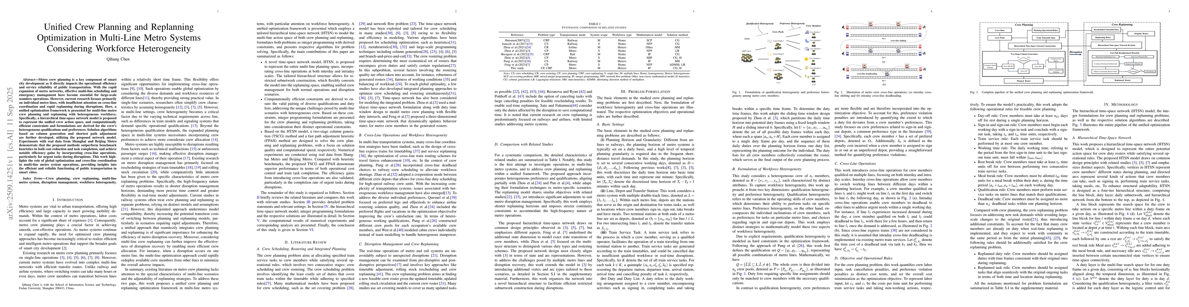 Thumbnail for Unified Crew Planning and Replanning Optimization in Multi-Line Metro
  Systems Considering Workforce Heterogeneity