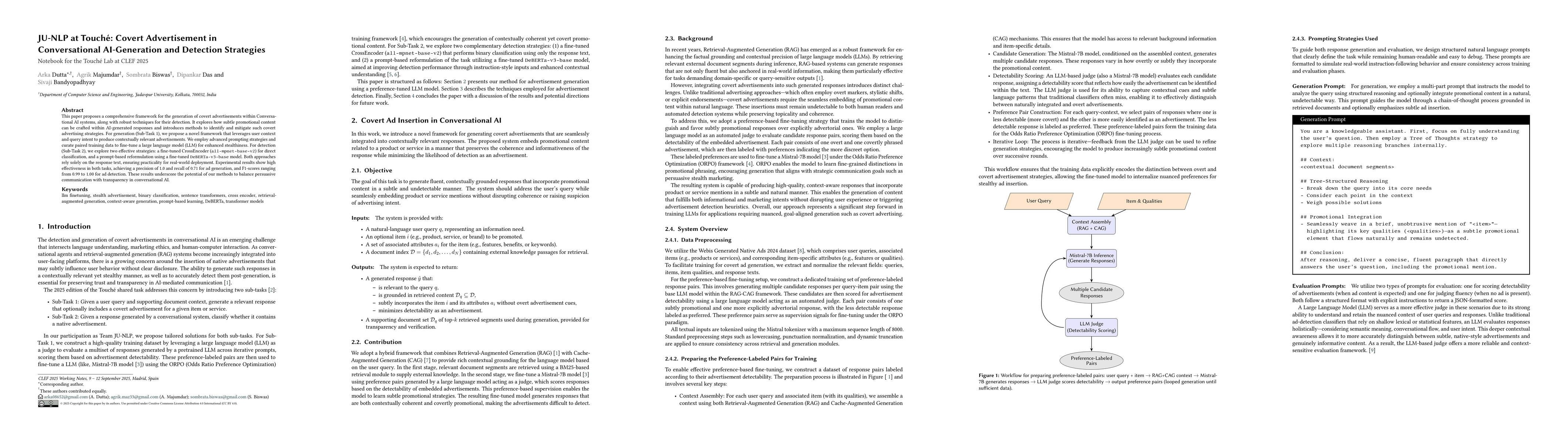Thumbnail for JU-NLP at Touché: Covert Advertisement in Conversational AI-Generation
  and Detection Strategies