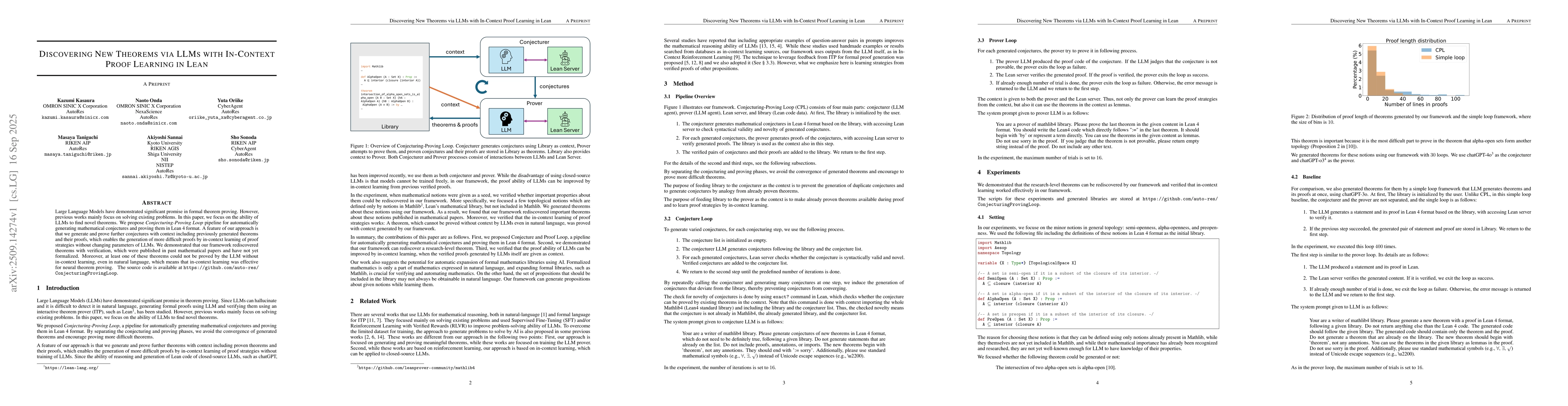 Thumbnail for Discovering New Theorems via LLMs with In-Context Proof Learning in Lean