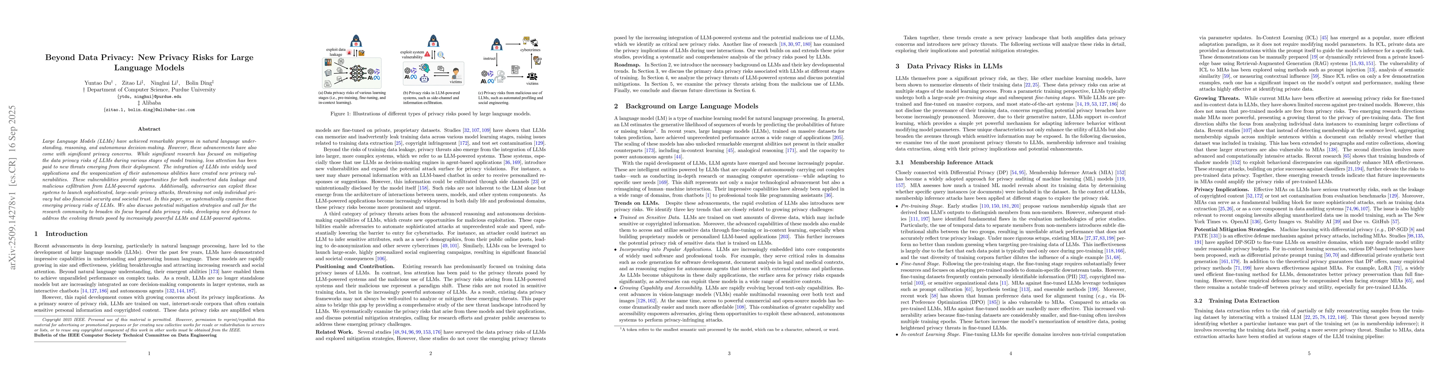 Thumbnail for Beyond Data Privacy: New Privacy Risks for Large Language Models