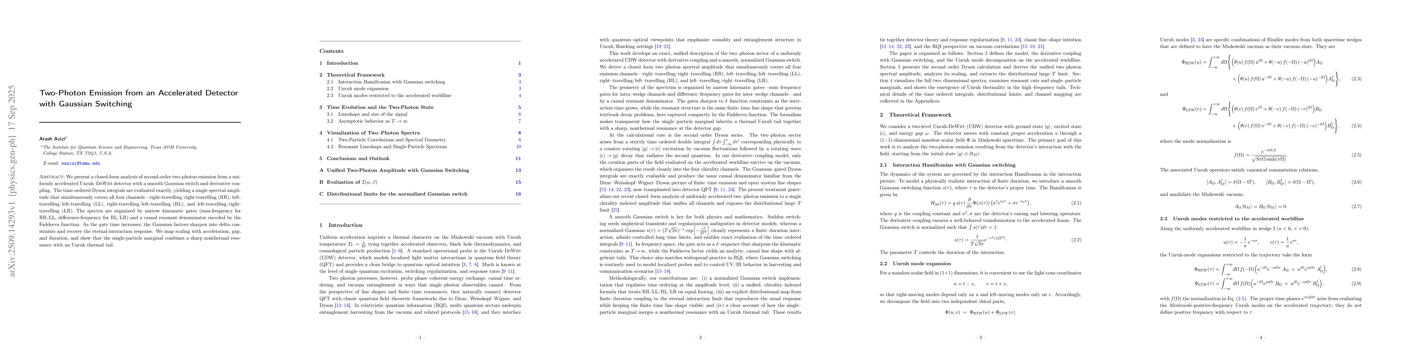 Thumbnail for Two-Photon Emission from an Accelerated Detector with Gaussian Switching