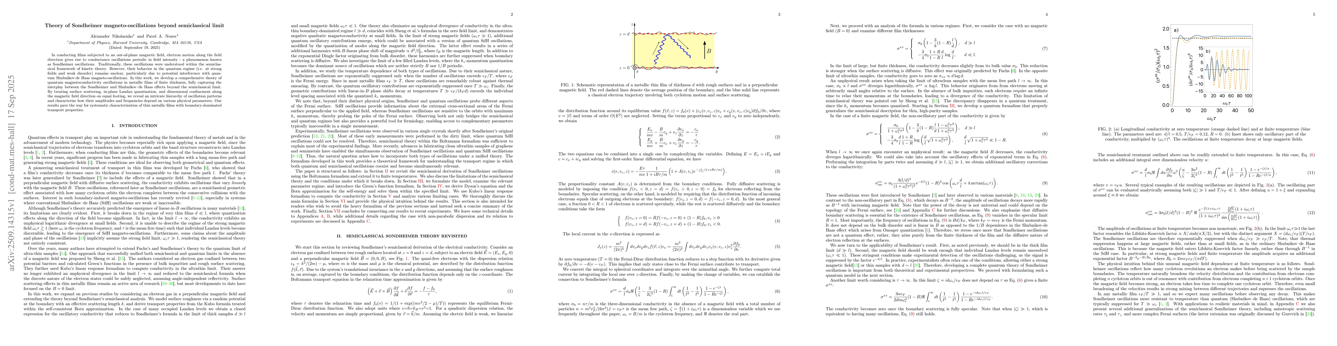 Thumbnail for Theory of Sondheimer magneto-oscillations beyond semiclassical limit