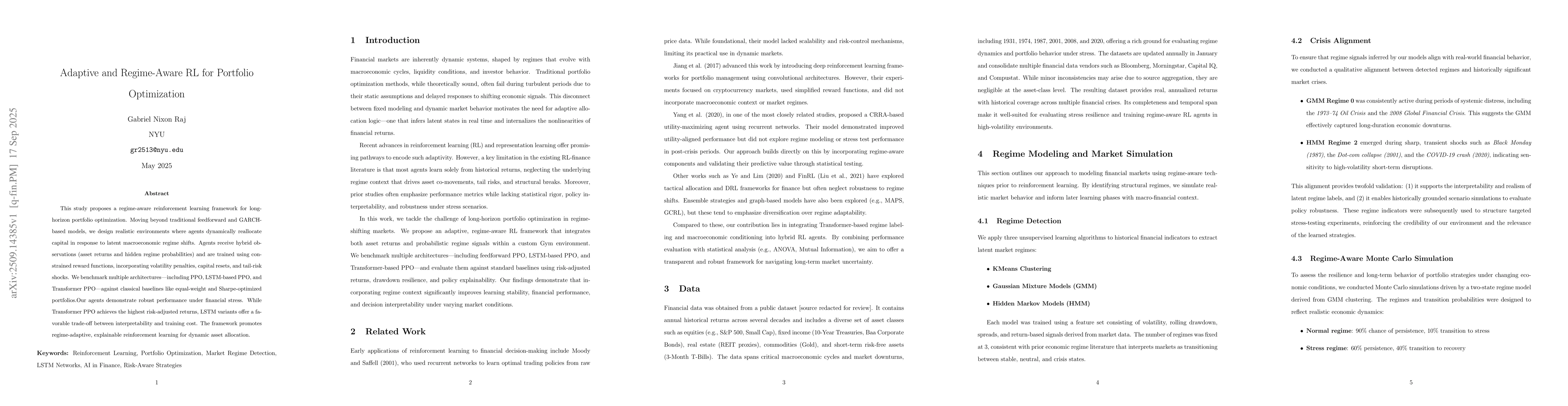 Thumbnail for Adaptive and Regime-Aware RL for Portfolio Optimization