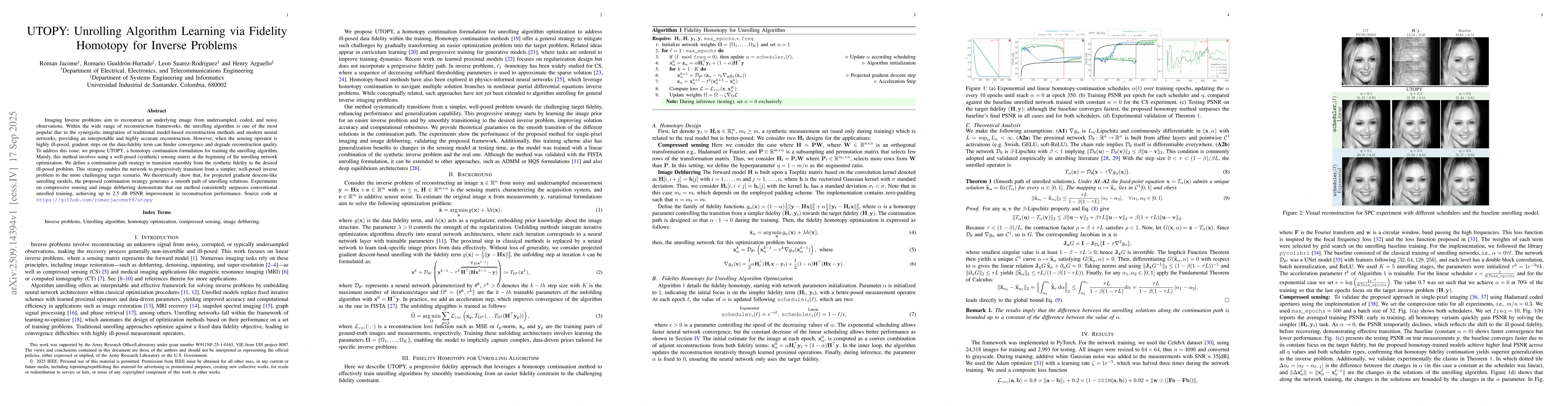 Thumbnail for UTOPY: Unrolling Algorithm Learning via Fidelity Homotopy for Inverse
  Problems