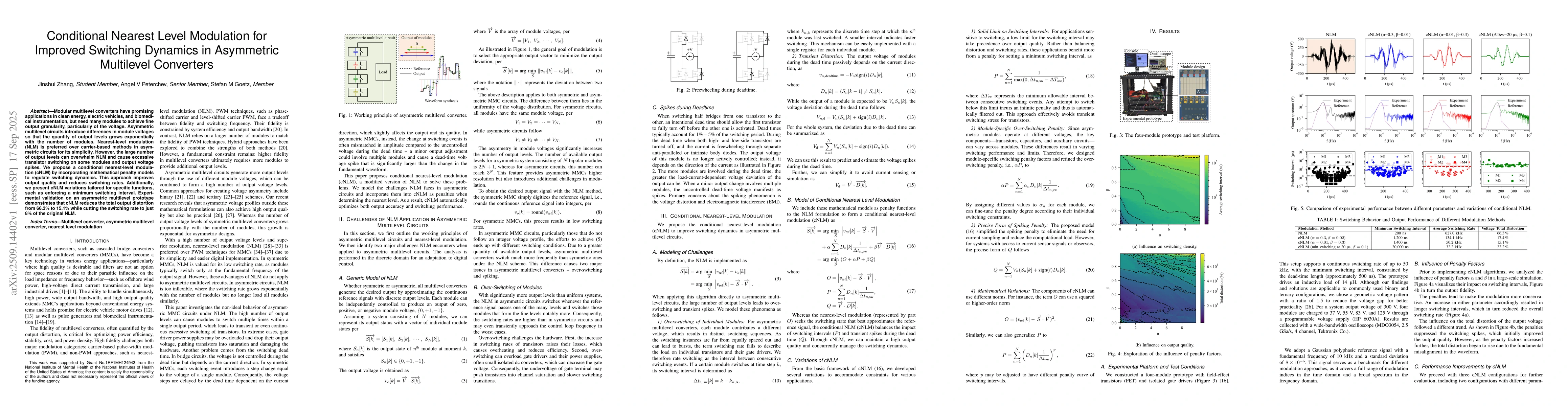 Thumbnail for Conditional Nearest Level Modulation for Improved Switching Dynamics in
  Asymmetric Multilevel Converters