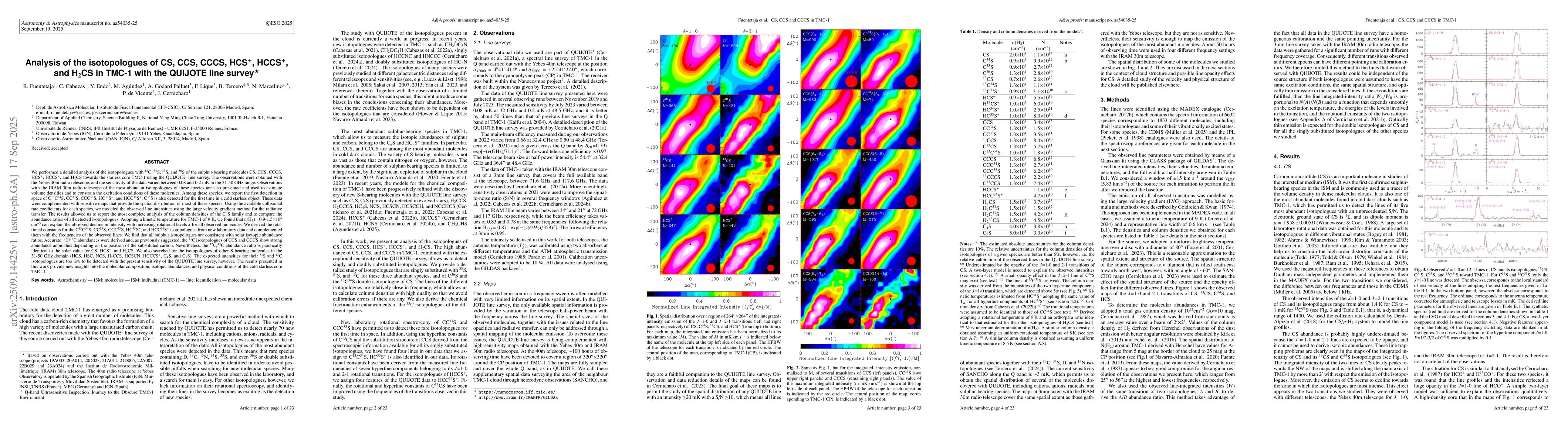 Thumbnail for Analysis of the isotopologues of CS, CCS, CCCS, HCS+, HCCS+, and H2CS in
  TMC-1 with the QUIJOTE line survey