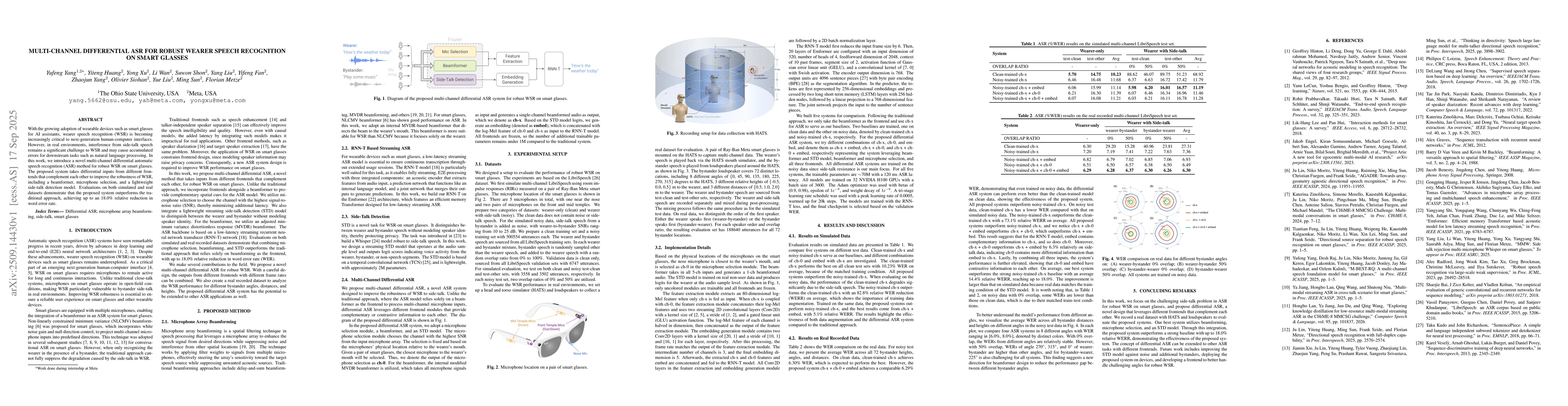 Thumbnail for Multi-Channel Differential ASR for Robust Wearer Speech Recognition on
  Smart Glasses