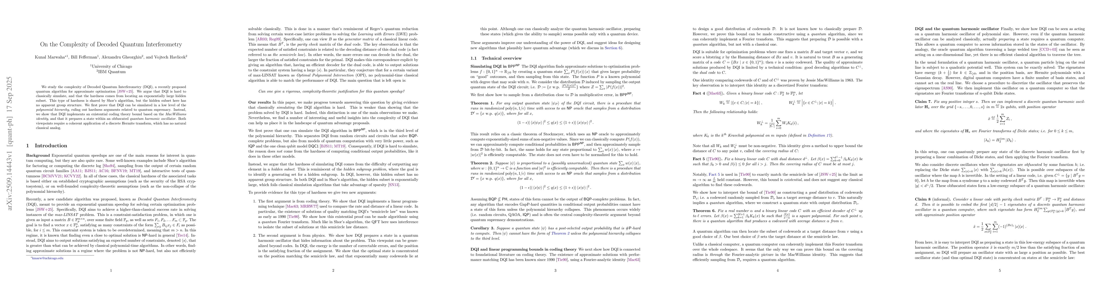 Thumbnail for On the Complexity of Decoded Quantum Interferometry