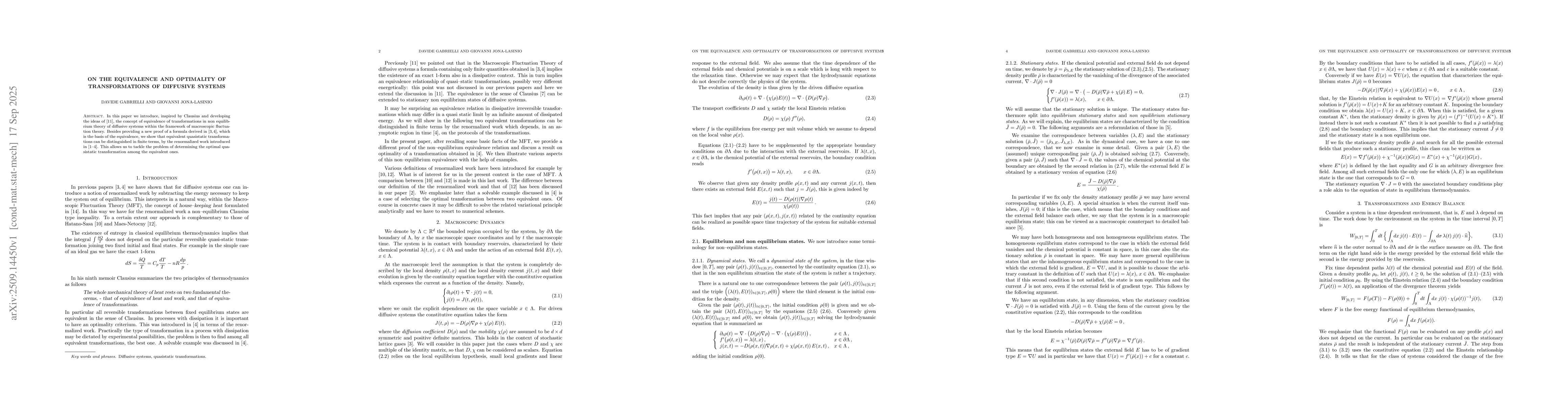 Thumbnail for On the equivalence and optimality of transformations of diffusive
  systems