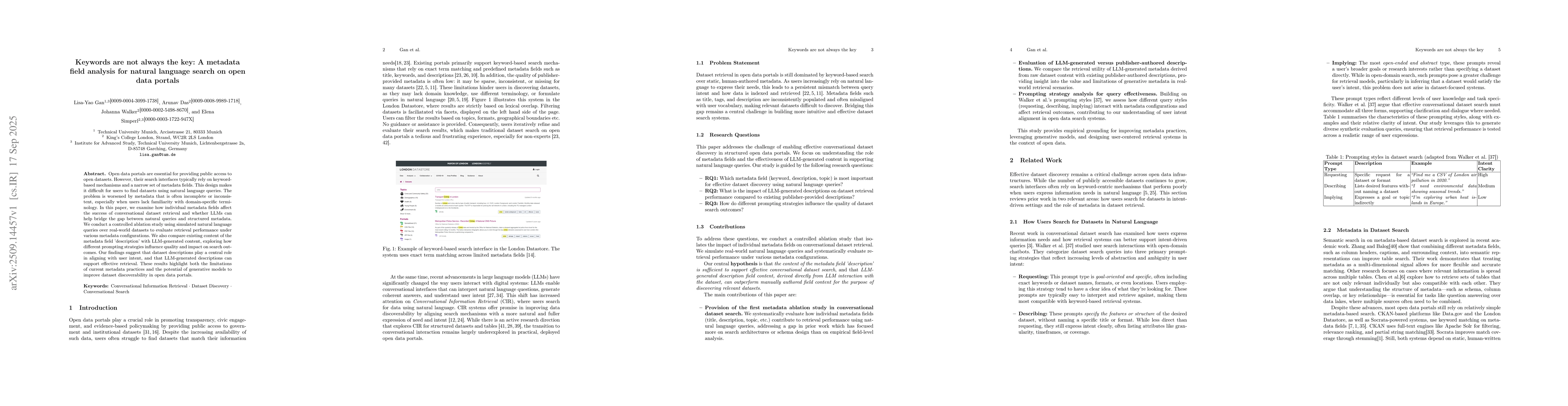 Thumbnail for Keywords are not always the key: A metadata field analysis for natural
  language search on open data portals