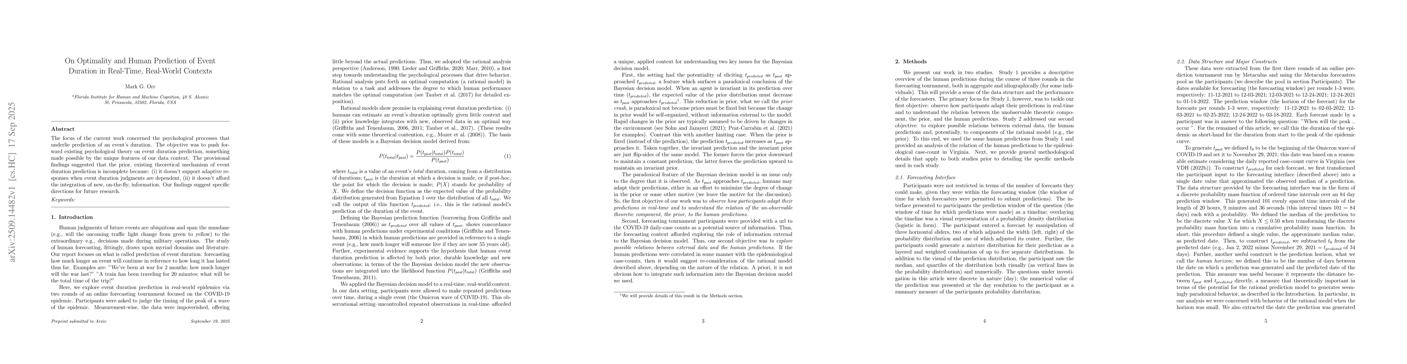 Thumbnail for On Optimality and Human Prediction of Event Duration in Real-Time,
  Real-World Contexts