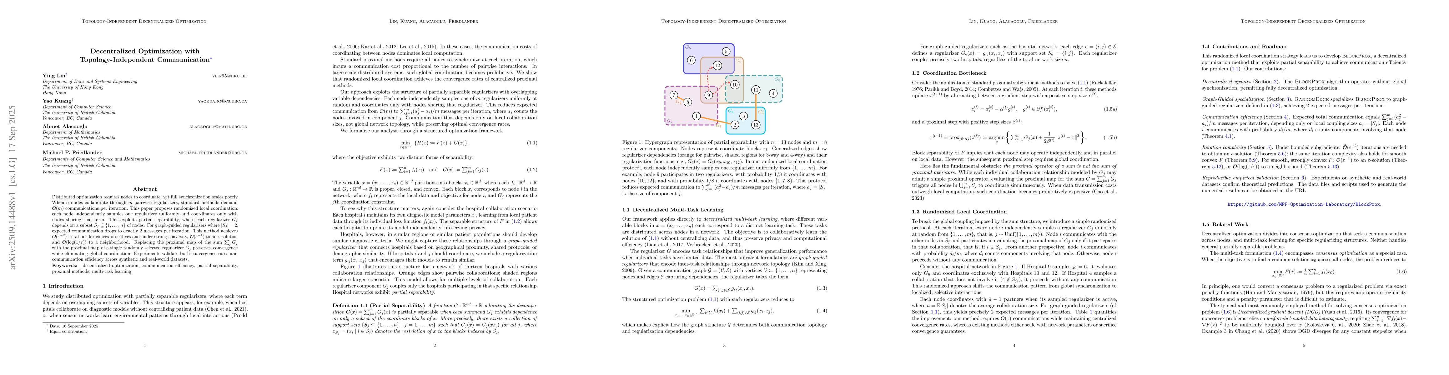 Thumbnail for Decentralized Optimization with Topology-Independent Communication