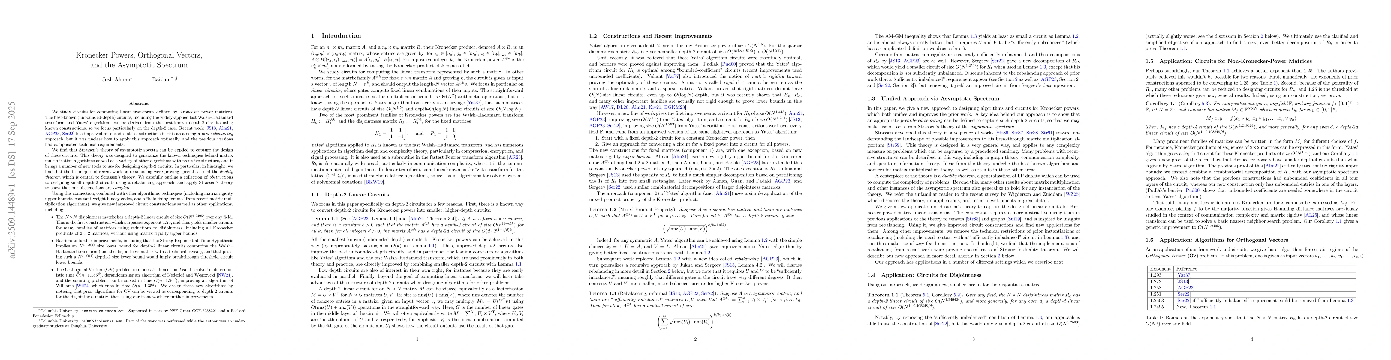 Thumbnail for Kronecker Powers, Orthogonal Vectors, and the Asymptotic Spectrum