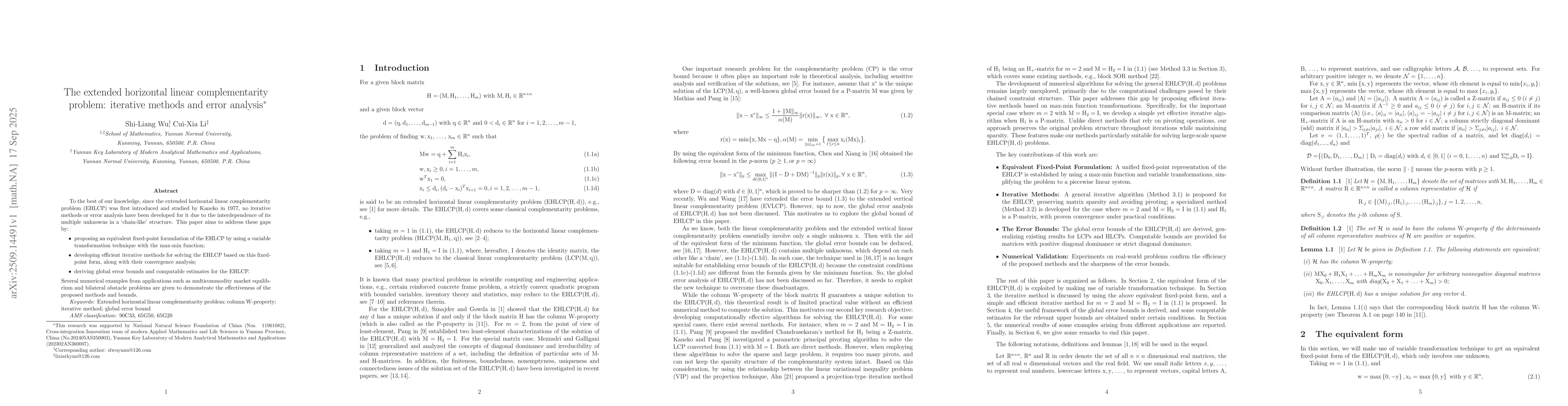 Thumbnail for The extended horizontal linear complementarity problem: iterative
  methods and error analysis