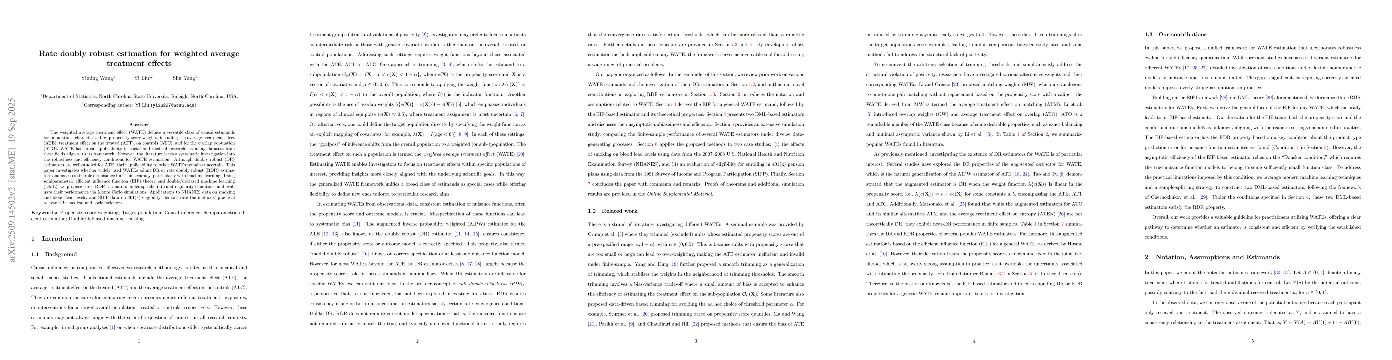 Thumbnail for Rate doubly robust estimation for weighted average treatment effects