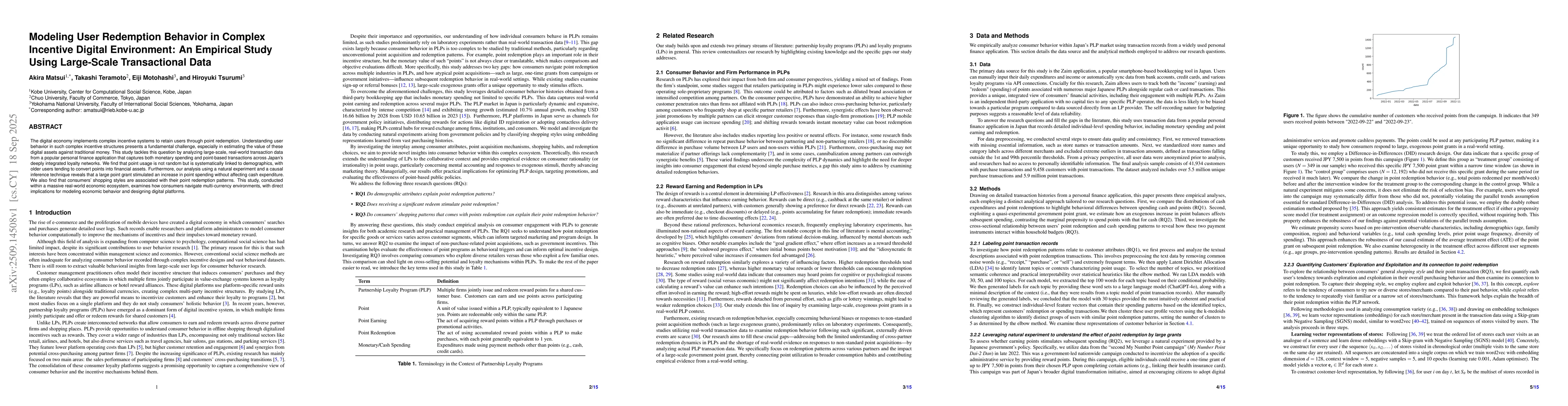 Thumbnail for Modeling User Redemption Behavior in Complex Incentive Digital
  Environment: An Empirical Study Using Large-Scale Transactional Data