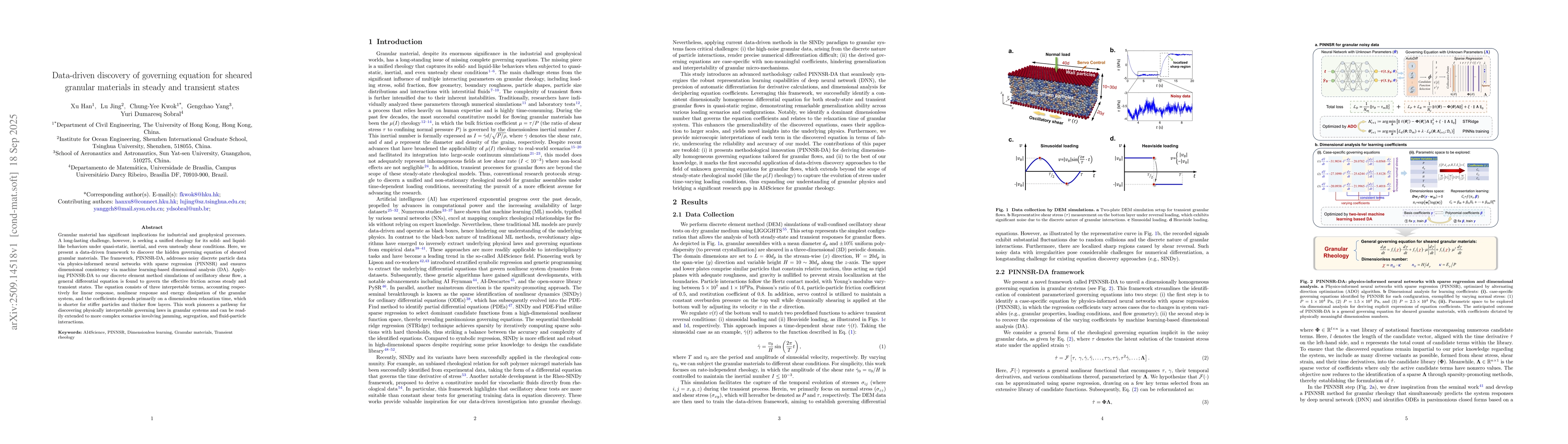 Thumbnail for Data-driven discovery of governing equation for sheared granular
  materials in steady and transient states
