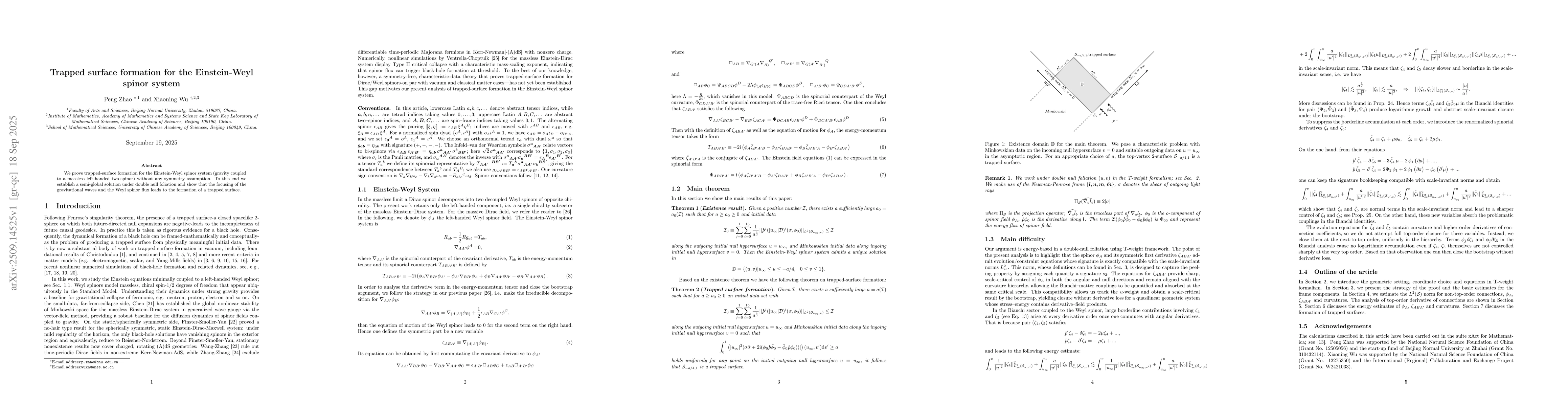 Thumbnail for Trapped surface formation for the Einstein-Weyl spinor system