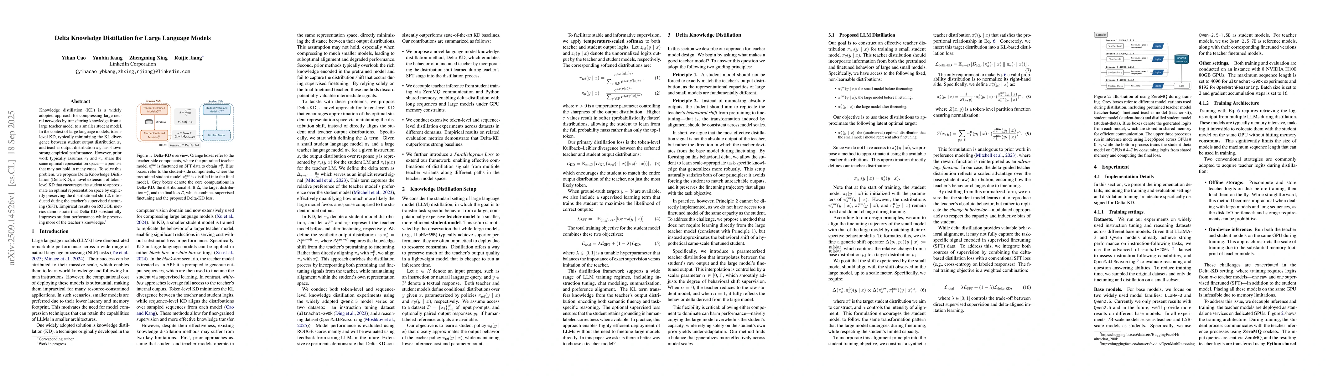 Thumbnail for Delta Knowledge Distillation for Large Language Models