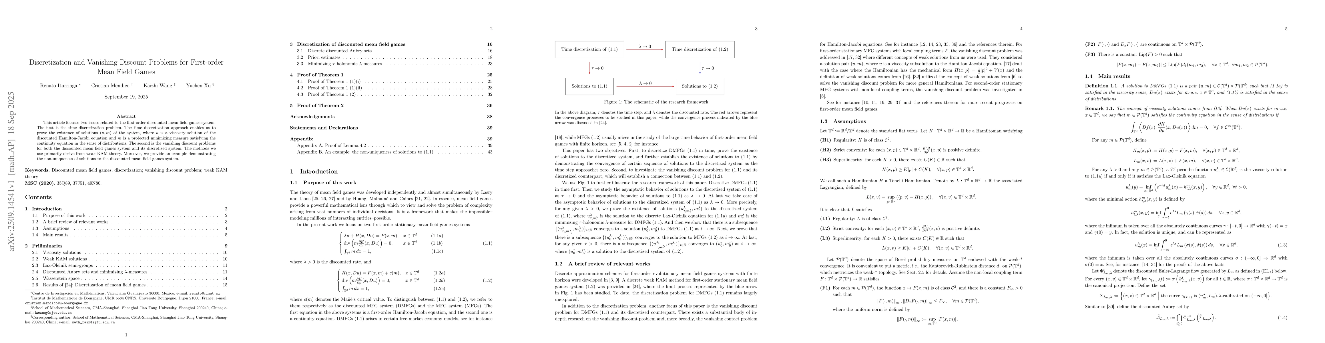 Thumbnail for Discretization and Vanishing Discount Problems for First-order Mean
  Field Games