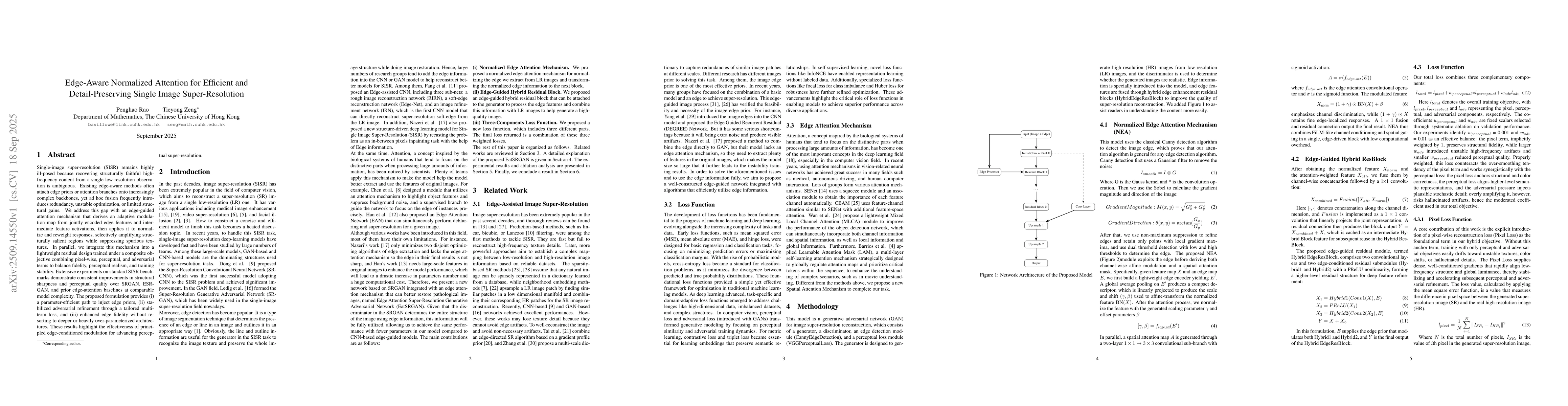 Thumbnail for Edge-Aware Normalized Attention for Efficient and Detail-Preserving
  Single Image Super-Resolution