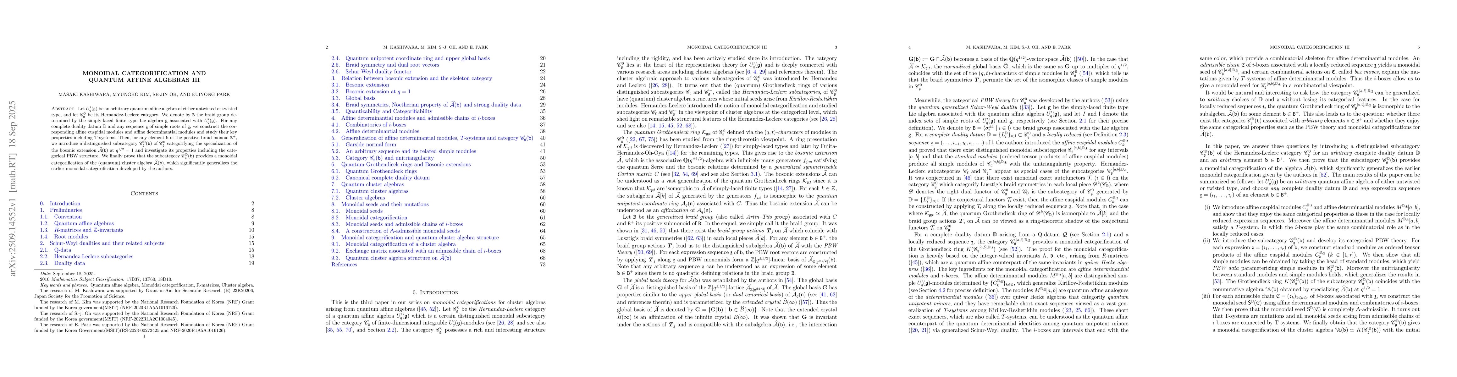 Thumbnail for Monoidal categorification and quantum affine algebras III