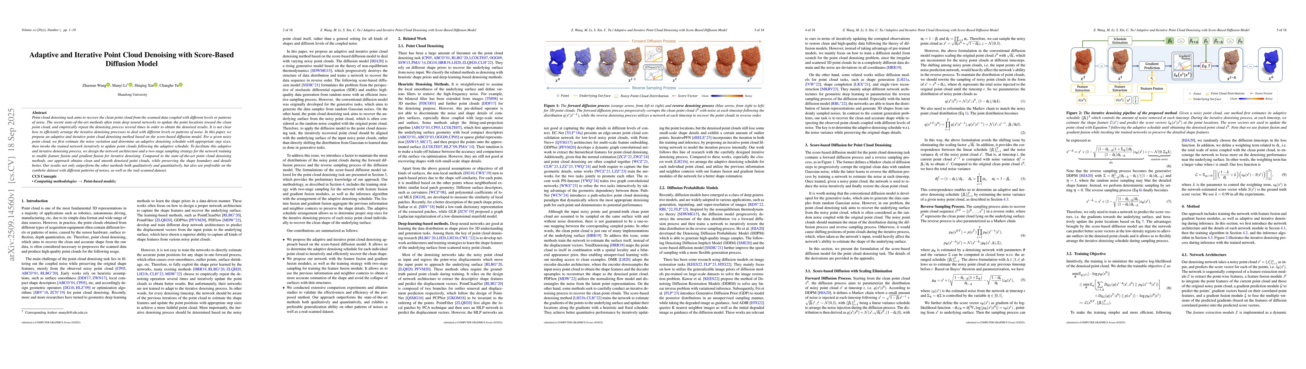 Thumbnail for Adaptive and Iterative Point Cloud Denoising with Score-Based Diffusion
  Model