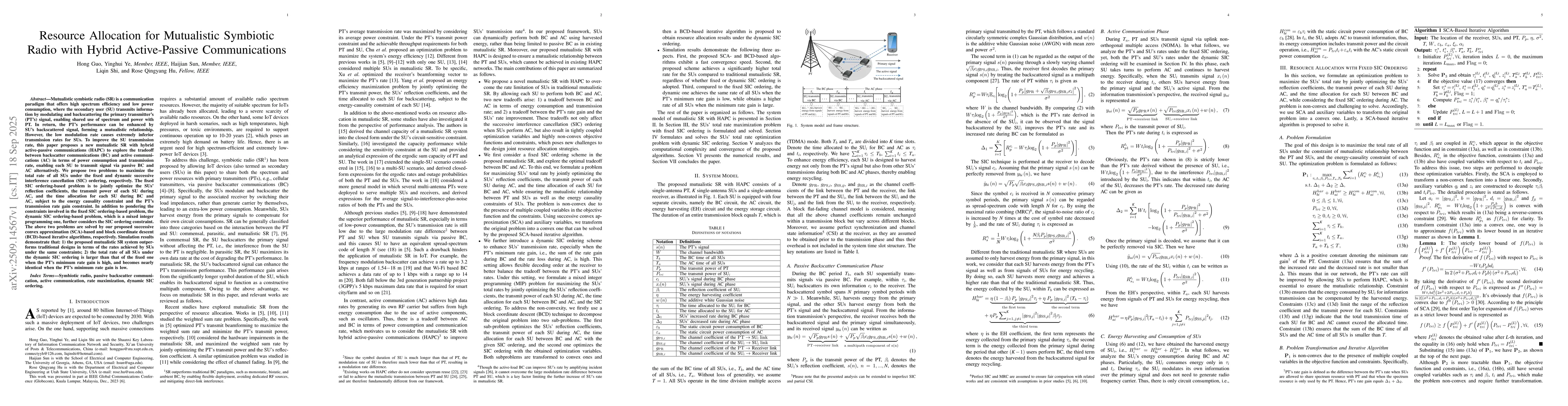 Thumbnail for Resource Allocation for Mutualistic Symbiotic Radio with Hybrid
  Active-Passive Communications