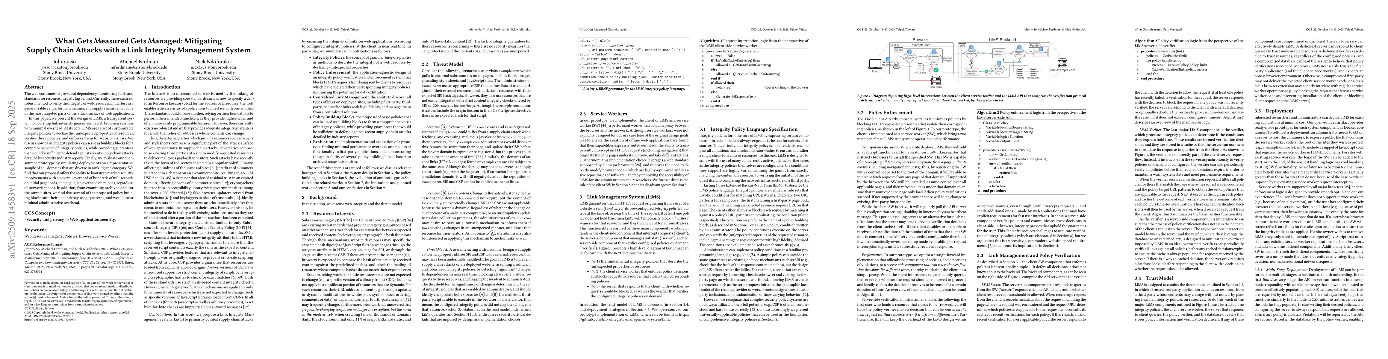 Thumbnail for What Gets Measured Gets Managed: Mitigating Supply Chain Attacks with a
  Link Integrity Management System