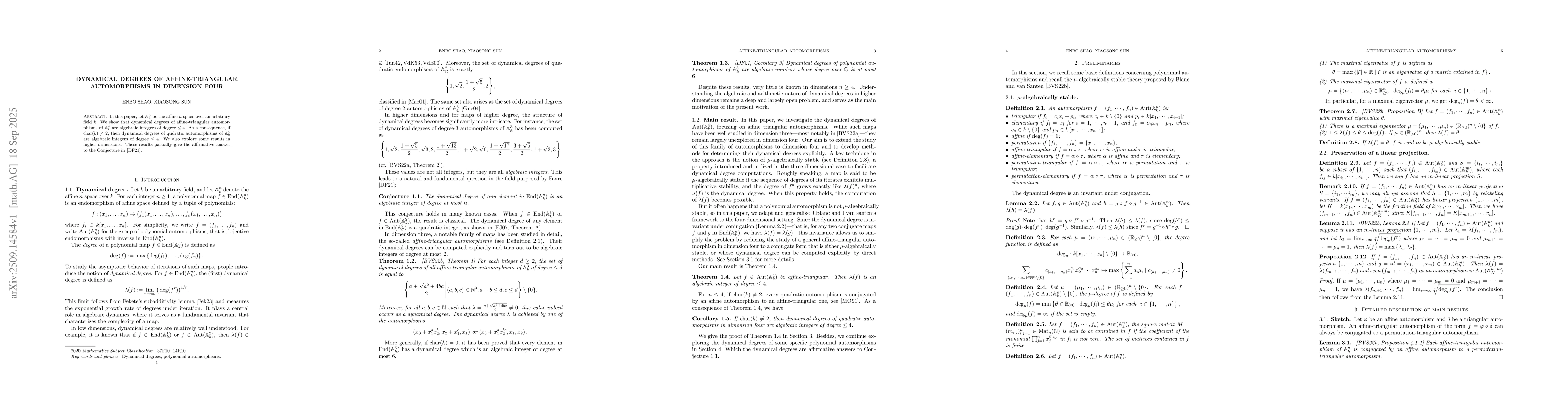 Thumbnail for Dynamical degrees of affine-triangular automorphisms in dimension four