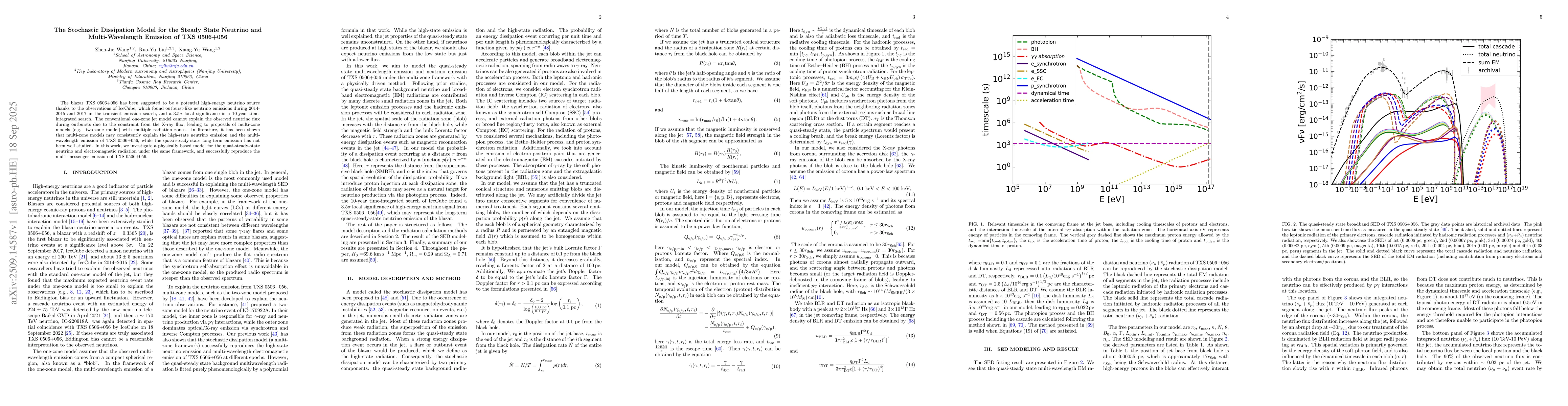 Thumbnail for The Stochastic Dissipation Model for the Steady State Neutrino and
  Multi-Wavelength Emission of TXS 0506+056