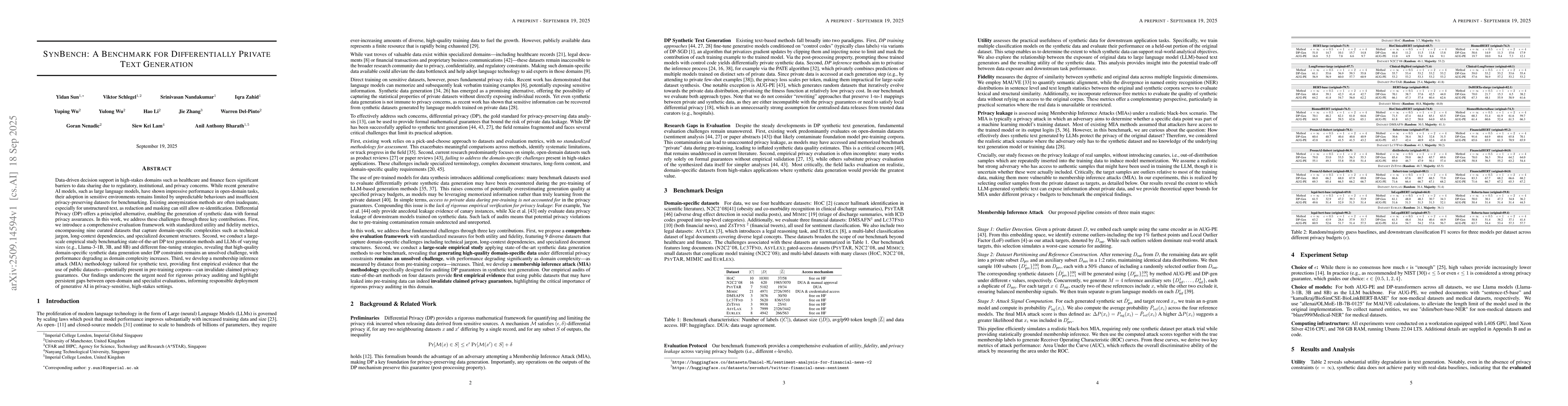 Thumbnail for SynBench: A Benchmark for Differentially Private Text Generation