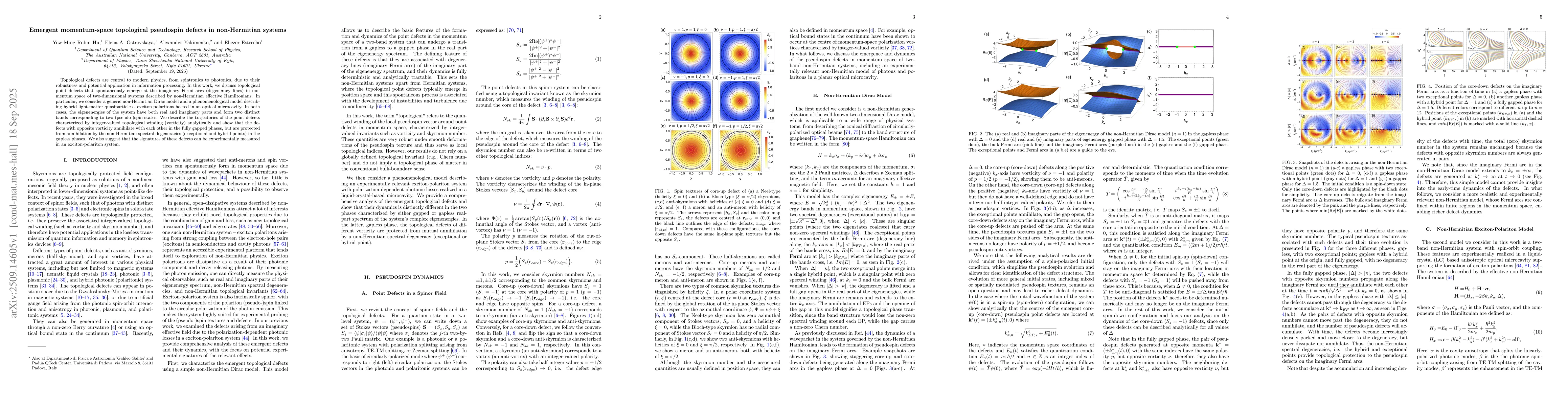 Thumbnail for Emergent momentum-space topological pseudospin defects in non-Hermitian
  systems