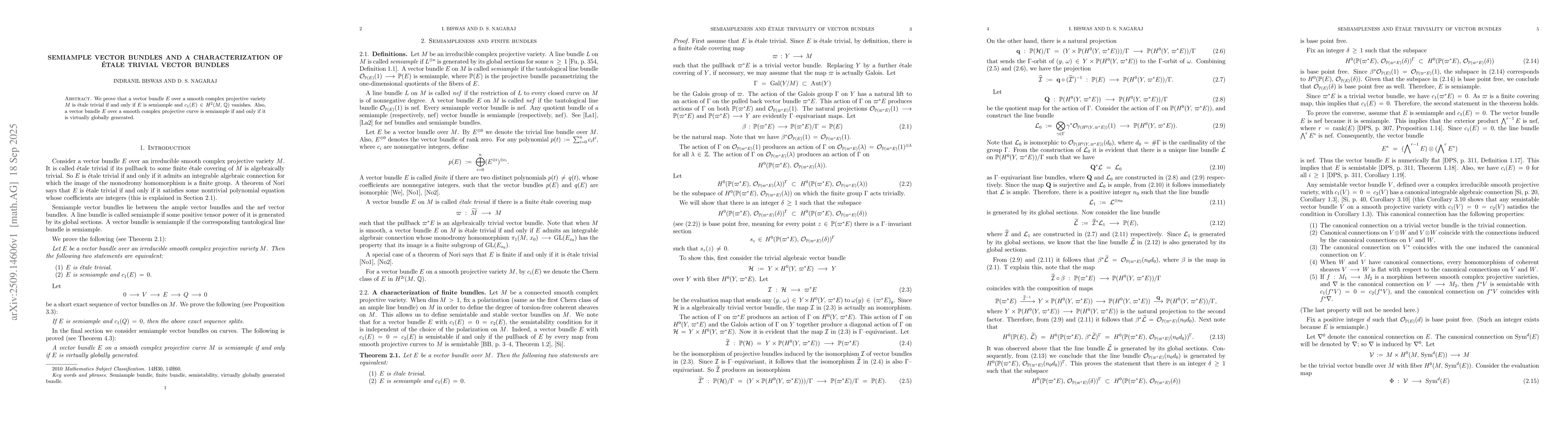 Thumbnail for Semiample vector bundles and a characterization of ĂŠtale trivial
  vector bundles