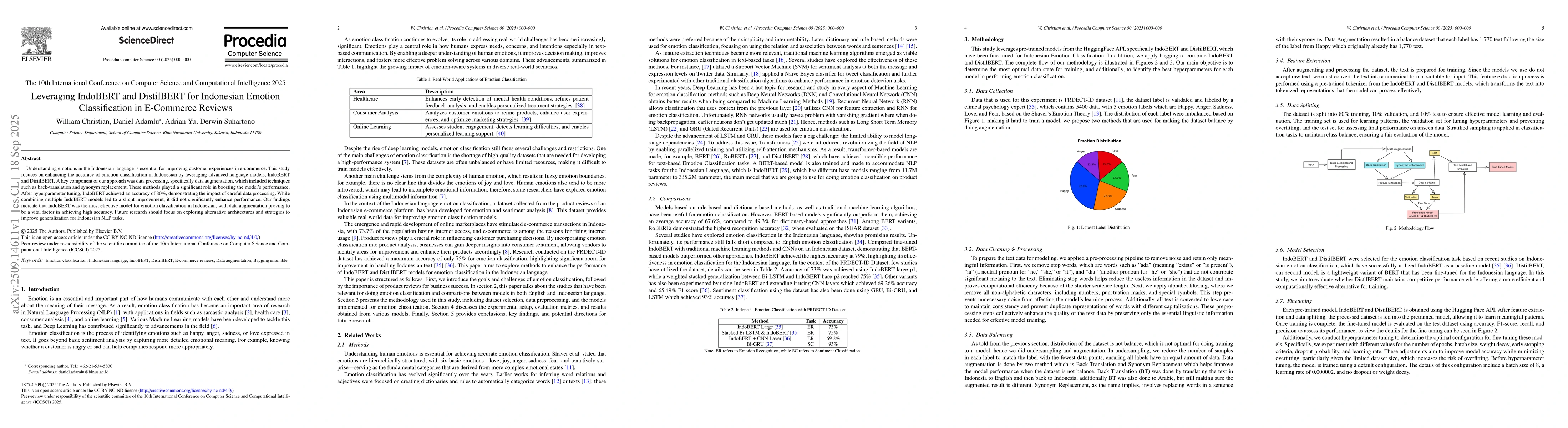 Thumbnail for Leveraging IndoBERT and DistilBERT for Indonesian Emotion Classification
  in E-Commerce Reviews