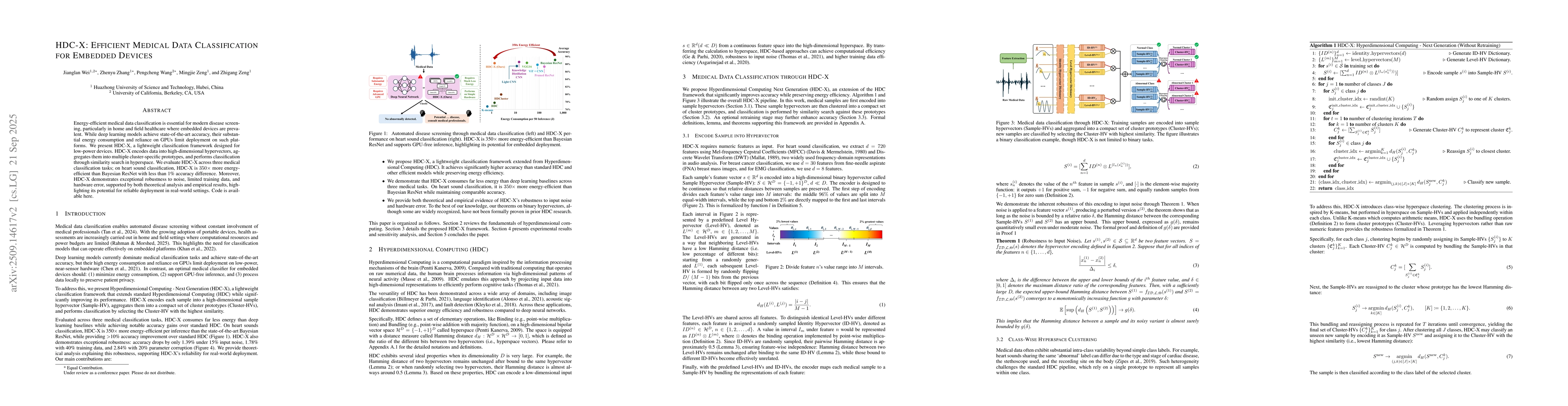 Thumbnail for HDC-X: Efficient Medical Data Classification for Embedded Devices