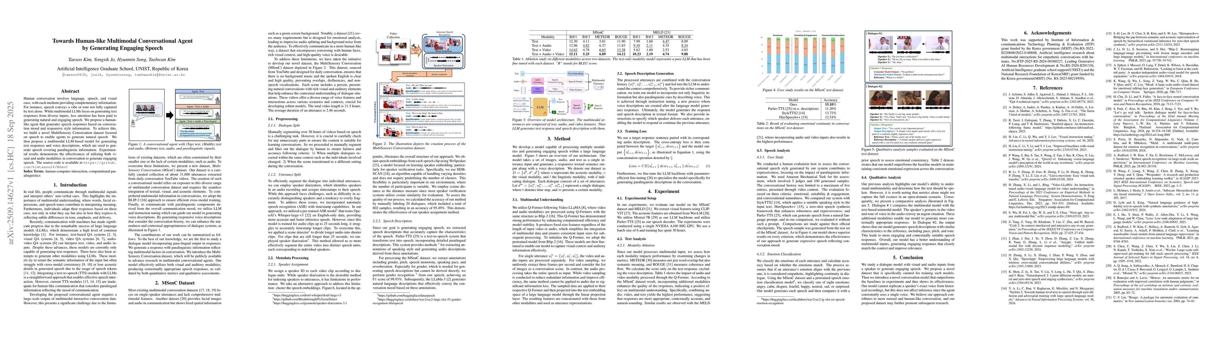 Thumbnail for Towards Human-like Multimodal Conversational Agent by Generating
  Engaging Speech