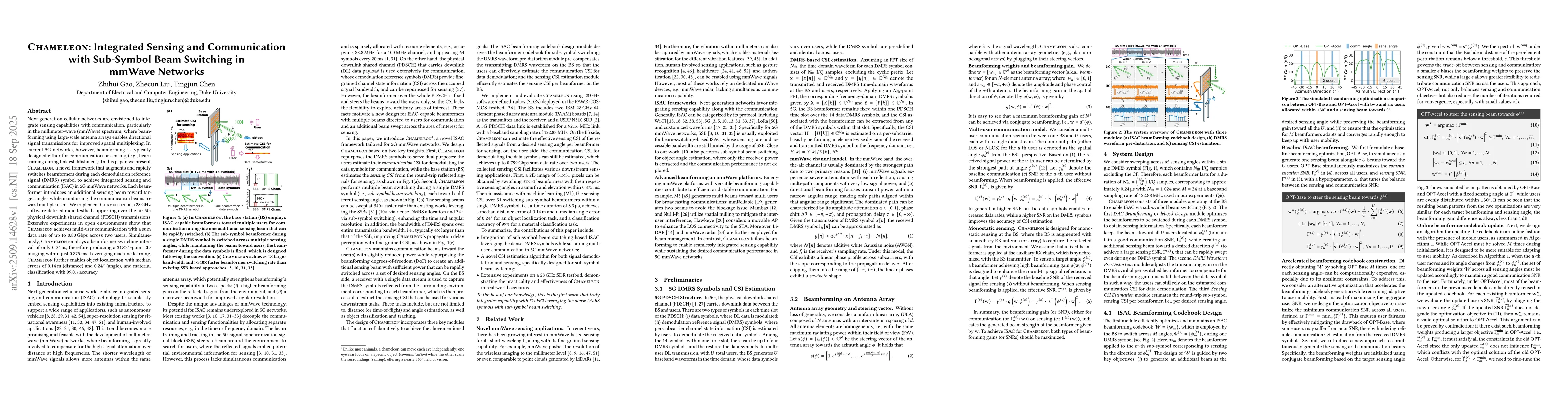 Thumbnail for Chameleon: Integrated Sensing and Communication with Sub-Symbol Beam
  Switching in mmWave Networks