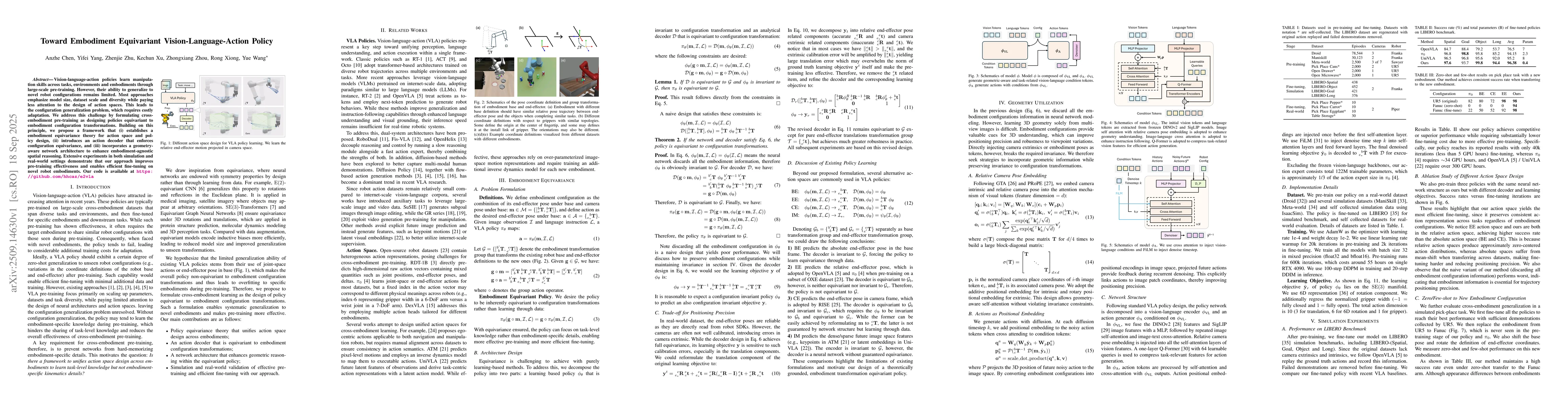 Thumbnail for Toward Embodiment Equivariant Vision-Language-Action Policy