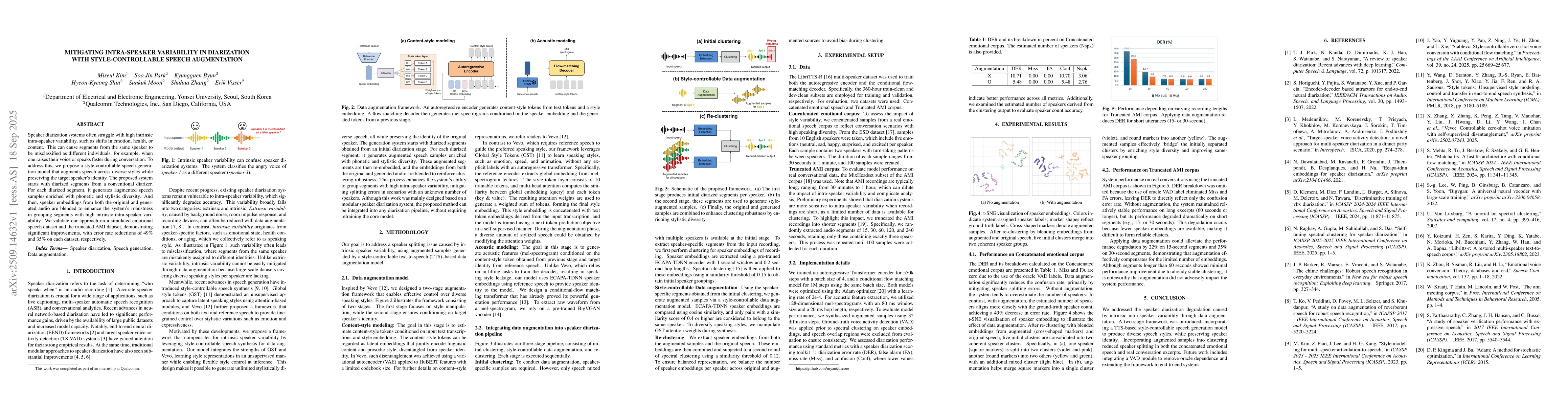 Thumbnail for Mitigating Intra-Speaker Variability in Diarization with
  Style-Controllable Speech Augmentation