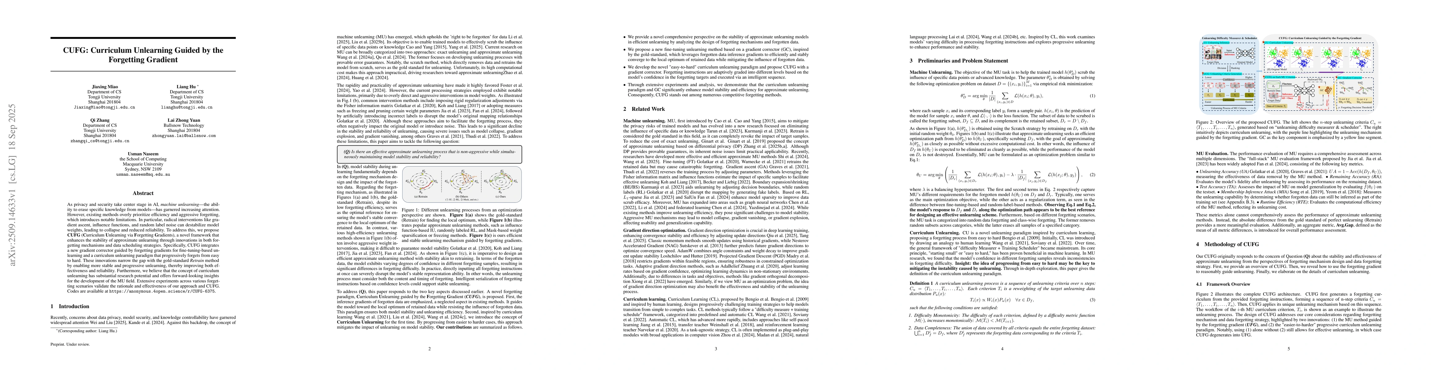 Thumbnail for CUFG: Curriculum Unlearning Guided by the Forgetting Gradient