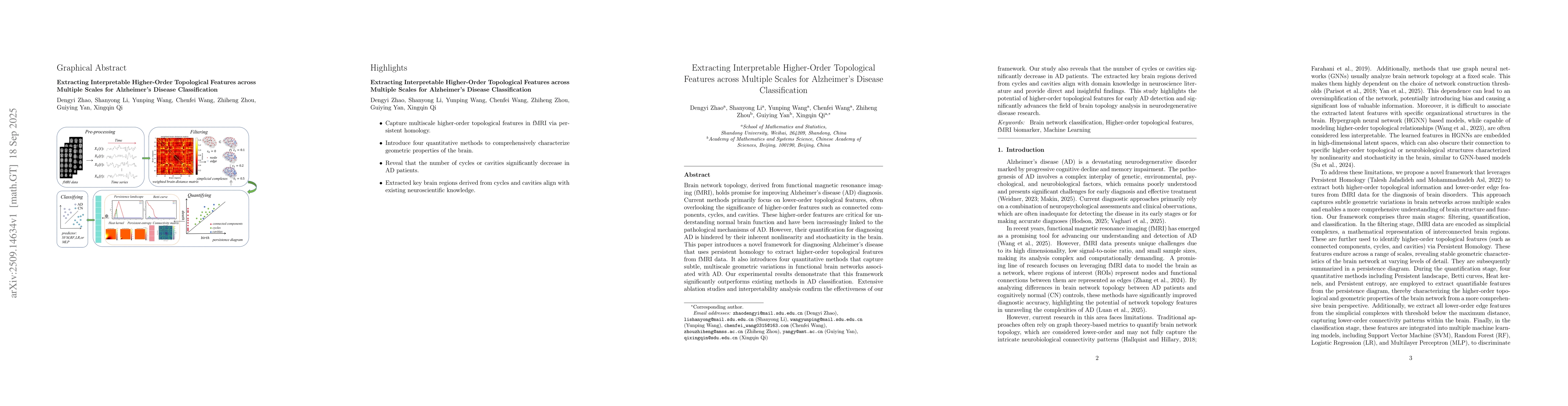 Thumbnail for Extracting Interpretable Higher-Order Topological Features across
  Multiple Scales for Alzheimer's Disease Classification