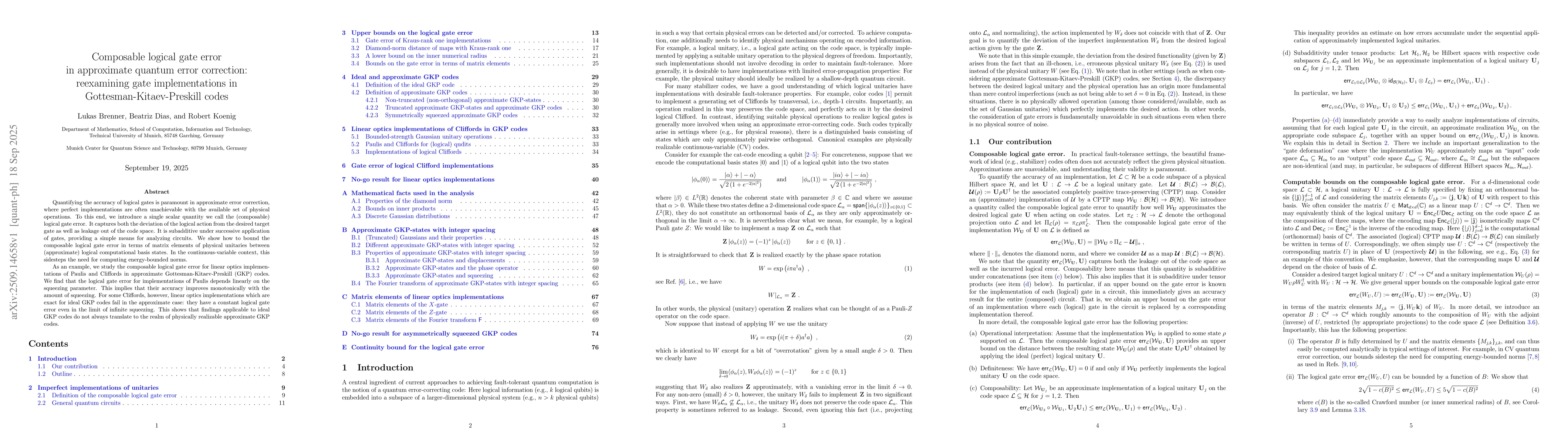 Thumbnail for Composable logical gate error in approximate quantum error correction:
  reexamining gate implementations in Gottesman-Kitaev-Preskill codes