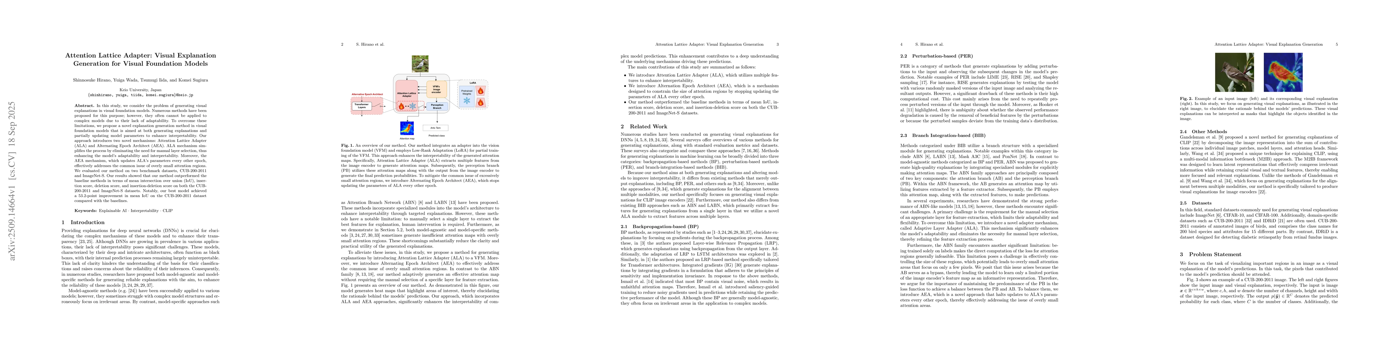 Thumbnail for Attention Lattice Adapter: Visual Explanation Generation for Visual
  Foundation Model