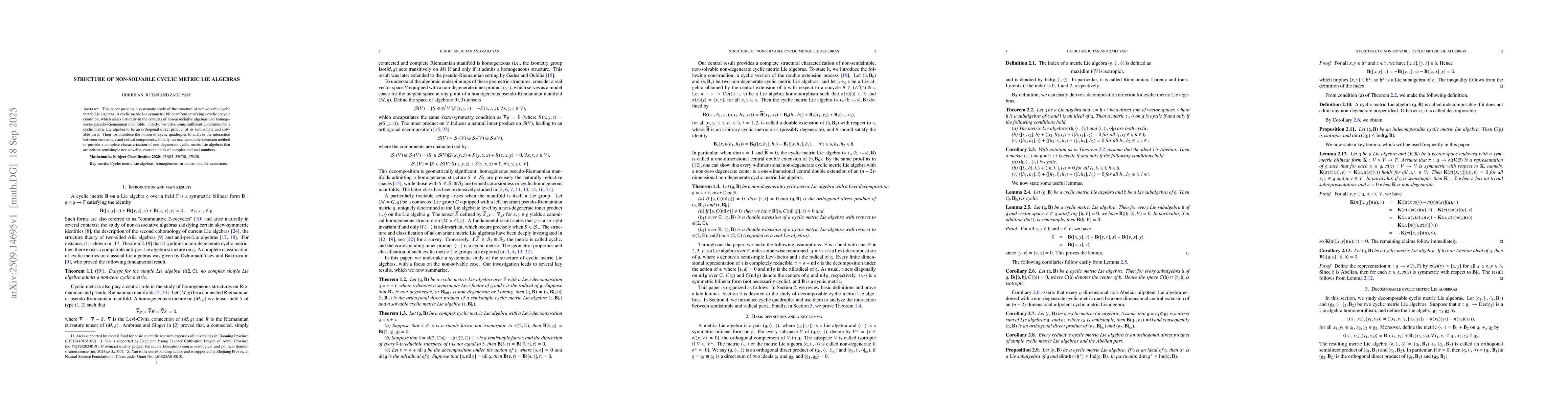 Thumbnail for Structure of non-solvable cyclic metric Lie algebras