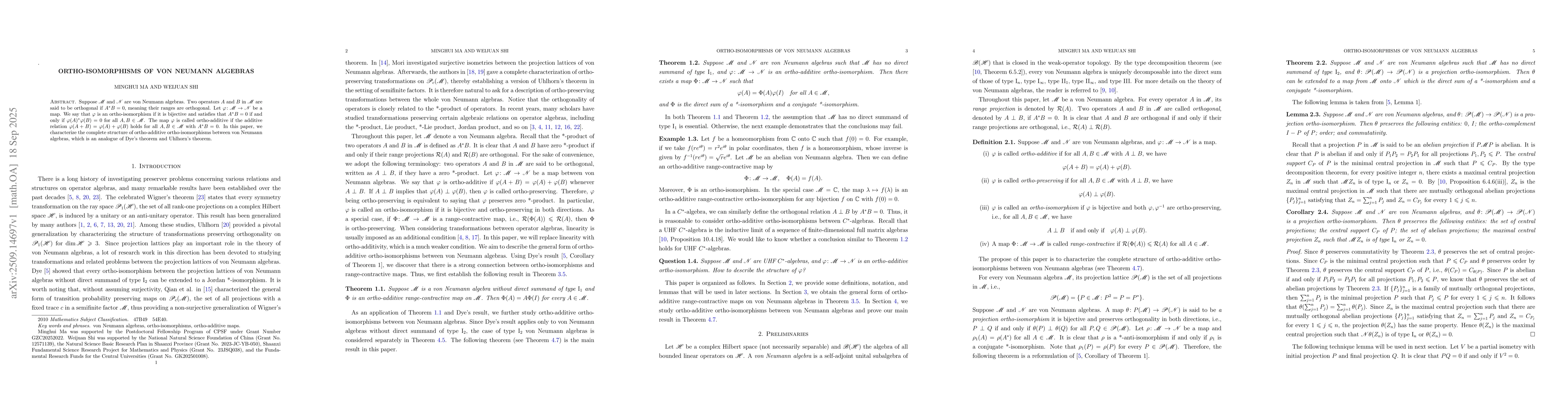 Thumbnail for Ortho-isomorphisms of von Neumann algebras